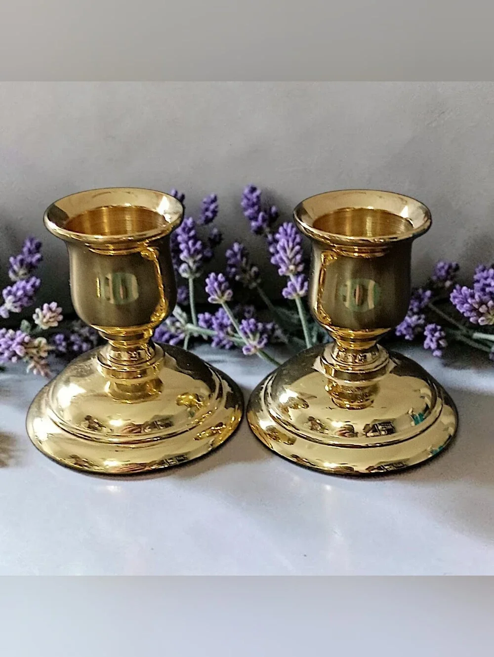 2 Vintage PartyLite Brass Candle Holders Mini Tapers Gold Tone Candlesticks